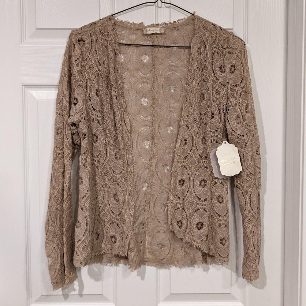 Altar'd State Tan Lace Cardigan Sweater